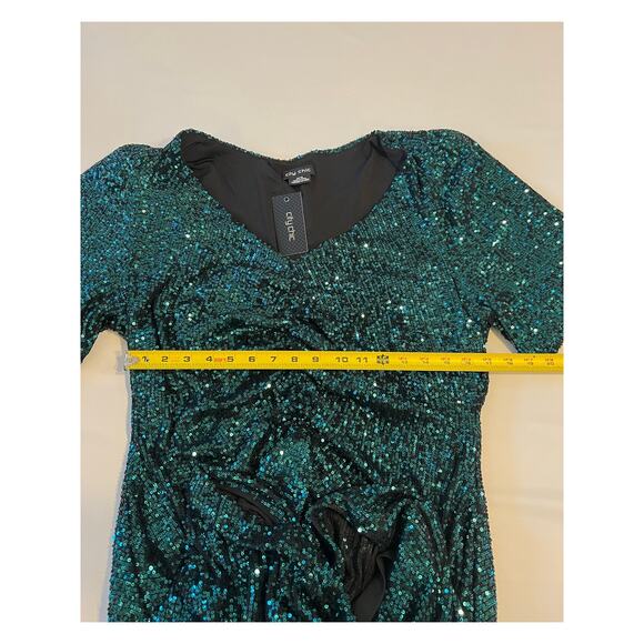NWT City Chic Sequin Mini Dress Womens Sz 18 Green Y2K Glam Party Cocktail - Picture 7 of 16